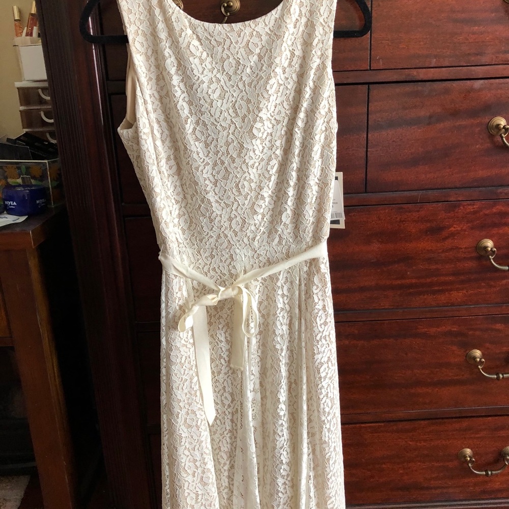 Cream lace midi dress